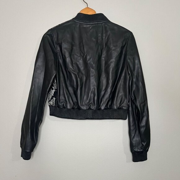 LAMARQUE Leather Jacket Womens Size Small Black Metallic Versatile Moto Edgy - Picture 2 of 4